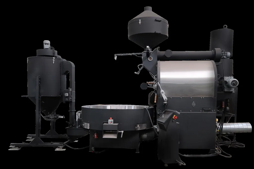 ATLANTICA 120 Auto (No.8) version with destoner, roaster, cooling tray and exhaust cyclone